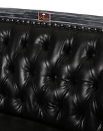 Wooden Flared Arm Loveseat Bench for Living Room Comfort for Backrest (2 Seater, Midnight Black)