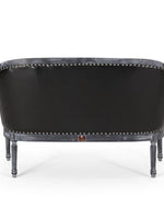 Wooden Flared Arm Loveseat Bench for Living Room Comfort for Backrest (2 Seater, Midnight Black)