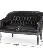 Wooden Flared Arm Loveseat Bench for Living Room Comfort for Backrest (2 Seater, Midnight Black)