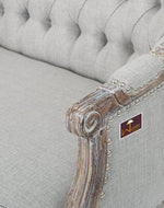 Wooden Flared Arm Loveseat Bench for Living Room Comfort for Backrest (2 Seater, Light Grey)