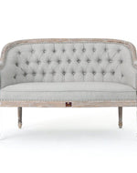 Wooden Flared Arm Loveseat Bench for Living Room Comfort for Backrest (2 Seater, Light Grey)