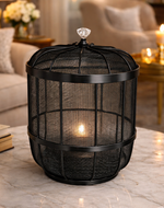 Rustic Metal Candle Holder Lantern with Mesh Cage and Crystal Knob – Decorative Lantern for Table Centerpiece, Patio, Garden, Wedding & Home Décor