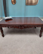Bloomart Hand Carved Teak Wood Center Table Walnut Finish ( Brown )