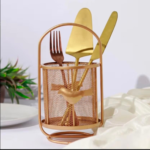 Decorative Metal Birdcage Cutlery Holder – Elegant Spoon & Fork Organizer for Kitchen Counter