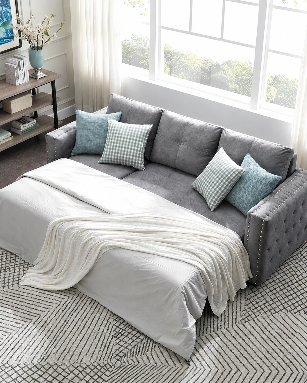 Sectional Sleeper 5 Seater Left-Side L-Shape Sofa Bed with Comfort Cushion