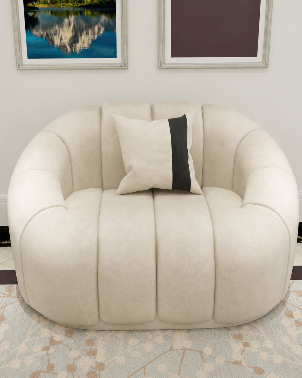 bloomart Collin Modern Oval Shape Single Seater Sofa