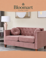 Velvet Square Arm Loveseat 2 Seater Sofa