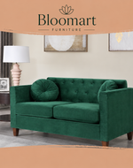 Velvet Square Arm Loveseat 2 Seater Sofa