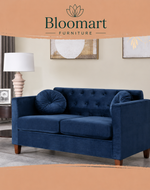 Velvet Square Arm Loveseat 2 Seater Sofa