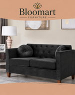 Velvet Square Arm Loveseat 2 Seater Sofa