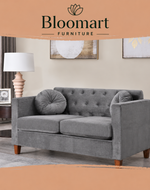 Velvet Square Arm Loveseat 2 Seater Sofa