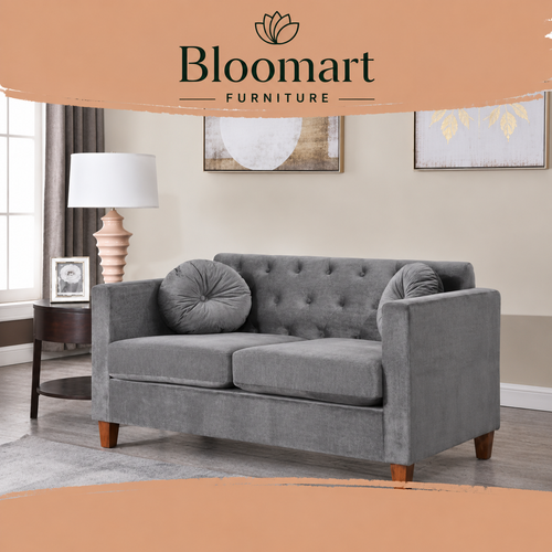 Velvet Square Arm Loveseat 2 Seater Sofa