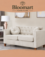 Velvet Square Arm Loveseat 2 Seater Sofa