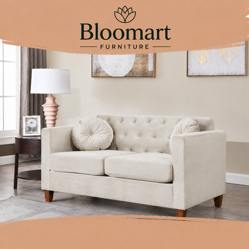 Velvet Square Arm Loveseat 2 Seater Sofa