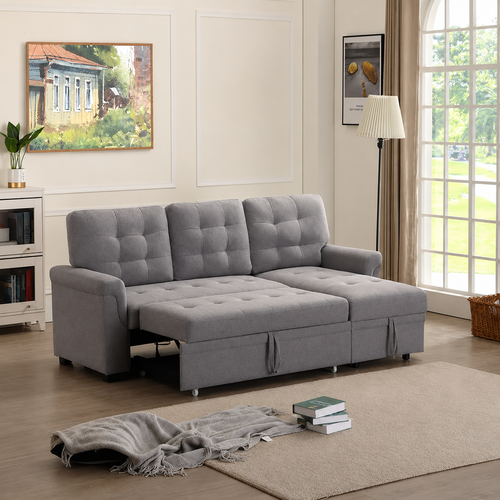 Modern 5 Seater L-Shape Sofa Cum Bed with Comfort Cushion RHS