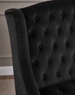 Bloomart Aerona Soft Velvet Upholstery Button Tufted Modern Bench With Teak Wood Legs ( Black )