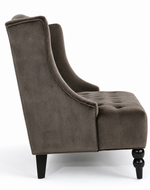 Bloomart Aerona Soft Velvet Upholstery Button Tufted Modern Bench With Teak Wood Legs ( Grey )