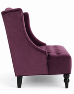 Bloomart Aerona Soft Velvet Upholstery Button Tufted Modern Bench With Teak Wood Legs ( Purple )