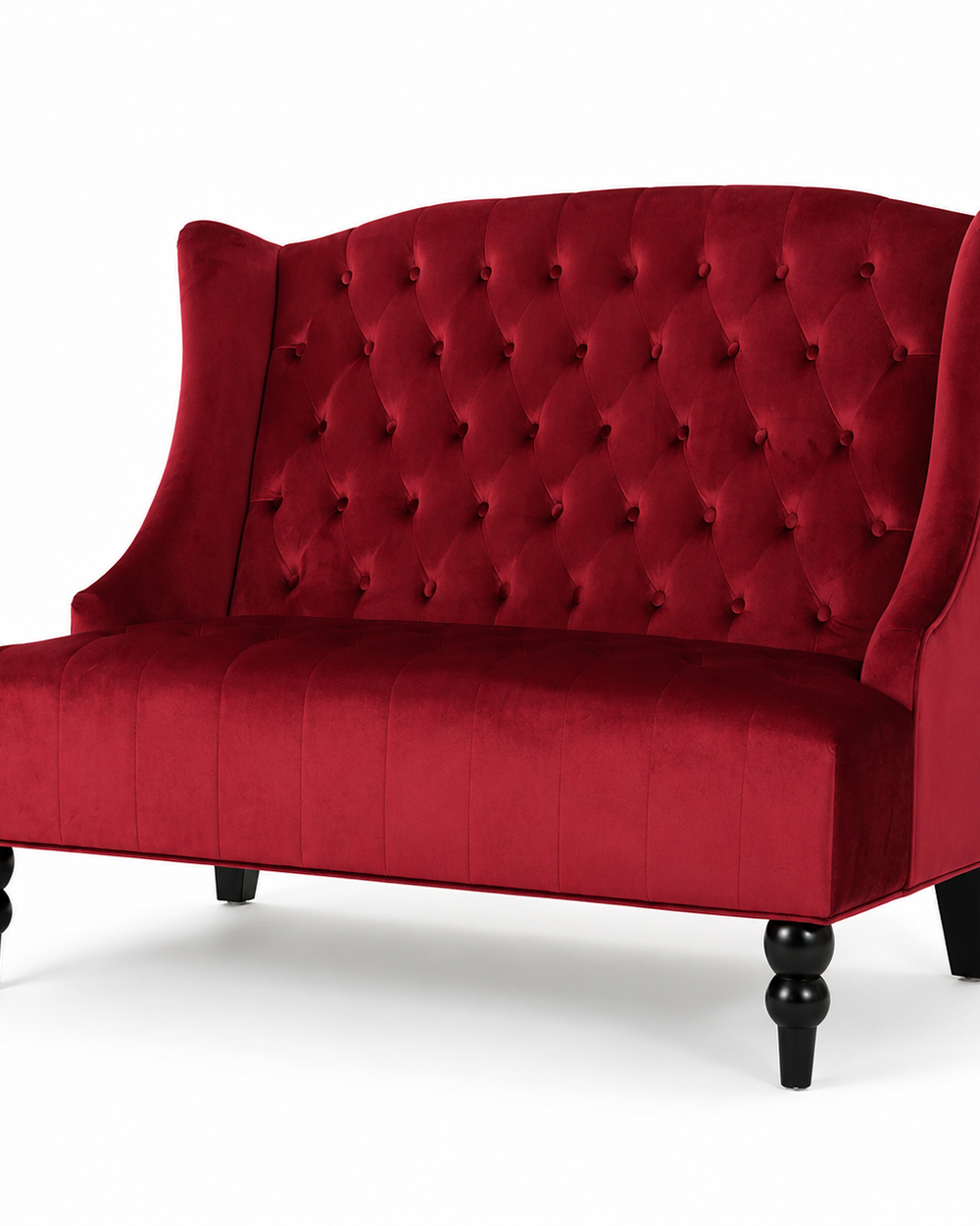 Bloomart Aerona Soft Velvet Upholstery Button Tufted Modern Bench With Teak Wood Legs (Maroon)