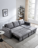 Modern Style 5 Seater Right-Side L-Shape Sofa Cum Bed with Comfort Cushion
