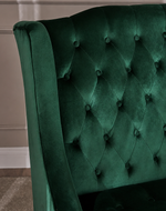 Bloomart Aerona Soft Velvet Upholstery Button Tufted Modern Bench With Teak Wood Legs ( Dark Green)