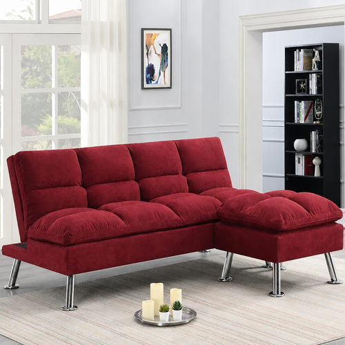 Carissa 3 Seater Sofa Cum Bed for Living Room with Ottoman (Metal Legs)