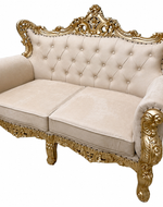 Bloomart Wooden Boutique French Baroque Style Golden Leaf Hand Carved Sofa (2 Seater)