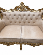 Bloomart Wooden Boutique French Baroque Style Golden Leaf Hand Carved Sofa (2 Seater)