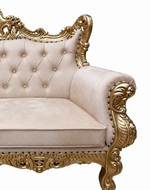 Bloomart Wooden Boutique French Baroque Style Golden Leaf Hand Carved Sofa (2 Seater)