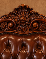 Carved Royal Antique Brown Sofa Set with Chaise Lounge
