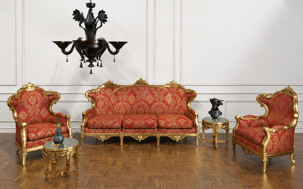 Bloomart European Style Royal Antique Golden Carved 5 Seater Sofa Set