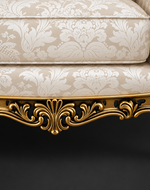Bloomart Carved 6 Seater Teak Wood Sofa Set With Centre Table In Antique Gold Finish
