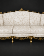 Bloomart Carved 6 Seater Teak Wood Sofa Set With Centre Table In Antique Gold Finish
