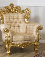 Bloomart Armchair Boutique French Baroque Style Throne Golden Leaf