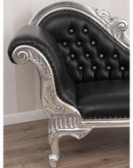 Hand Carved Modern Baroque Style Chaise Longue Silver Leaf (Black)