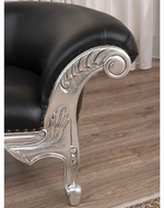 Hand Carved Modern Baroque Style Chaise Longue Silver Leaf (Black)