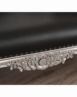 Hand Carved Modern Baroque Style Chaise Longue Silver Leaf (Black)