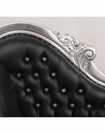 Hand Carved Modern Baroque Style Chaise Longue Silver Leaf (Black)
