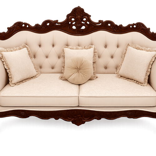 Bloomart Handmade Royal Antique Golden Finish Carved Sofa (3 Seater)