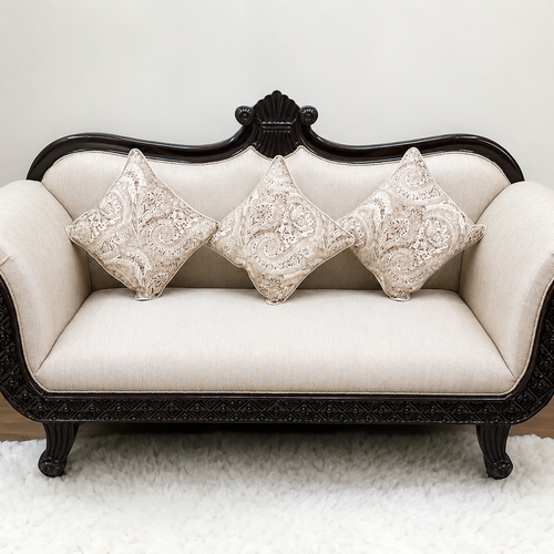 Bloomart Royal Hand Carved Teak Wood Sofa Set with Cushions