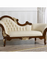 Radiant Teak Wood Handcrafted Deewan Chaise Lounge (Honey Finish Couch)