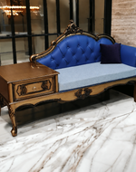 Luxury Antique Hand Carved Chaise Lounge Coffee And Phone Table With Storage