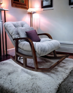 Bloomart Fleecy Handmade With Comfortable Cushion Backrest Rocking Chair ( Walnut Finish )