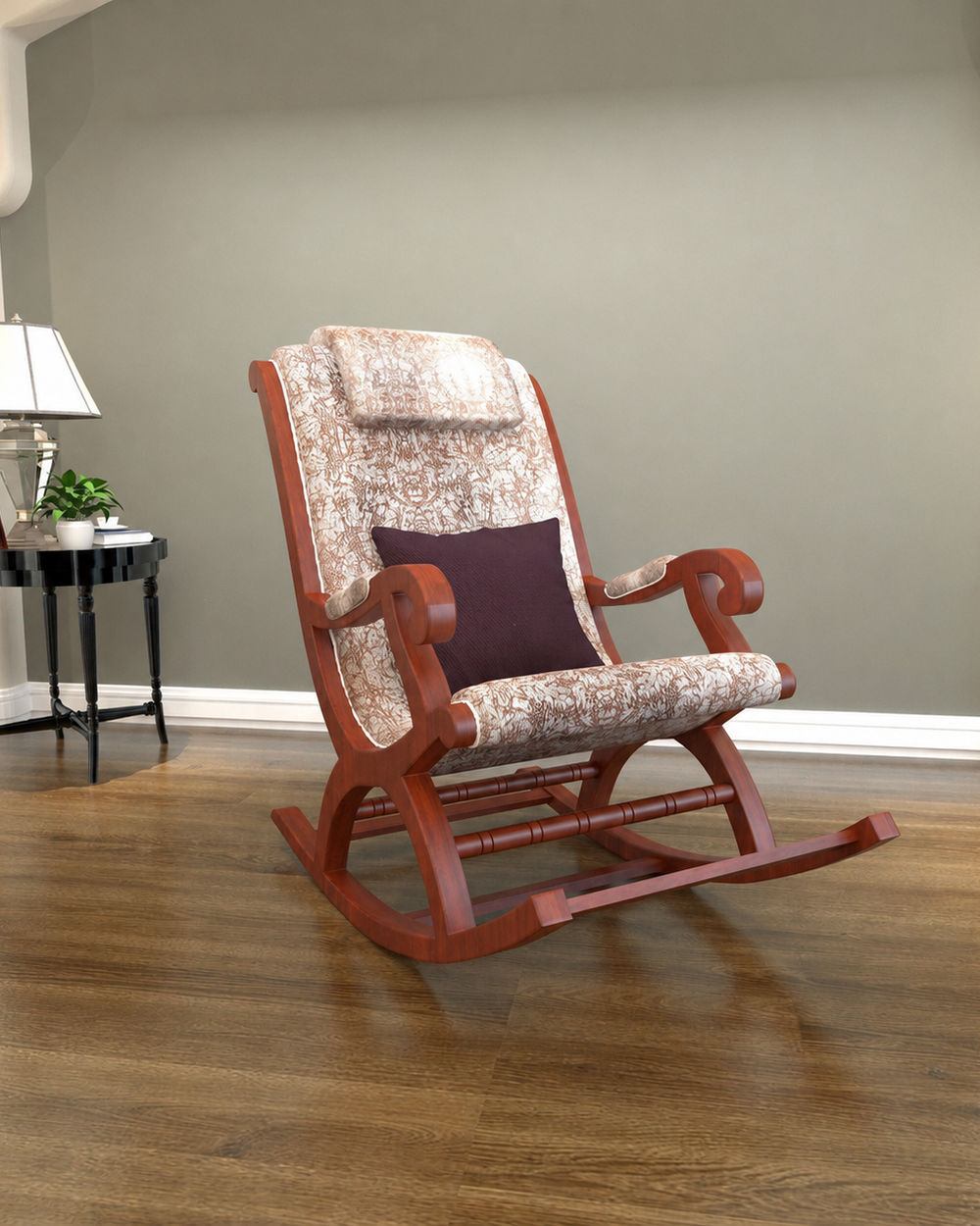 Mecedora Rocking Chair With Textured Suede Fabric