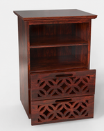 Mango Wood Bed Side Table Cabinet with 2 Drawer for Bed Room