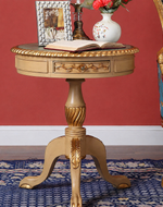 Luxury Modern Wooden Round Table Hand Carved Corner Side Table (With 2 Drawers)