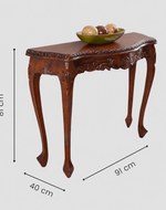 Wooden Hand-Carved Teak Wood Royal Console Table Elegant Leaf Design ( Brown )