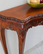 Wooden Hand-Carved Teak Wood Royal Console Table Elegant Leaf Design ( Brown )