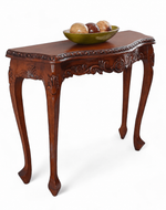 Wooden Hand-Carved Teak Wood Royal Console Table Elegant Leaf Design ( Brown )