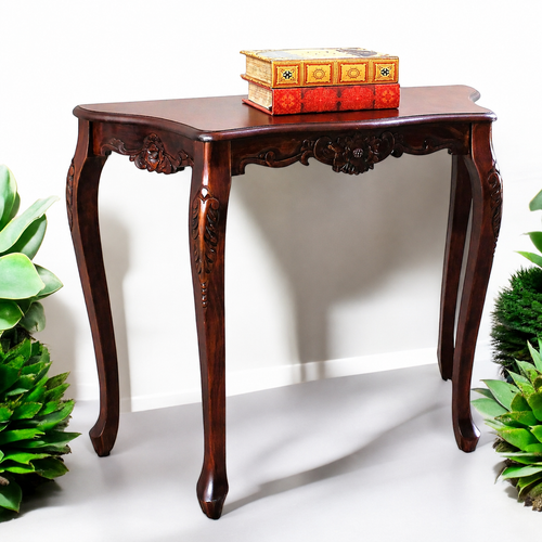 Uzzy Hand Carved Teak Wood Console Table Royal Beautiful Design, Luxurious Home Decor for Living Room or Entryway